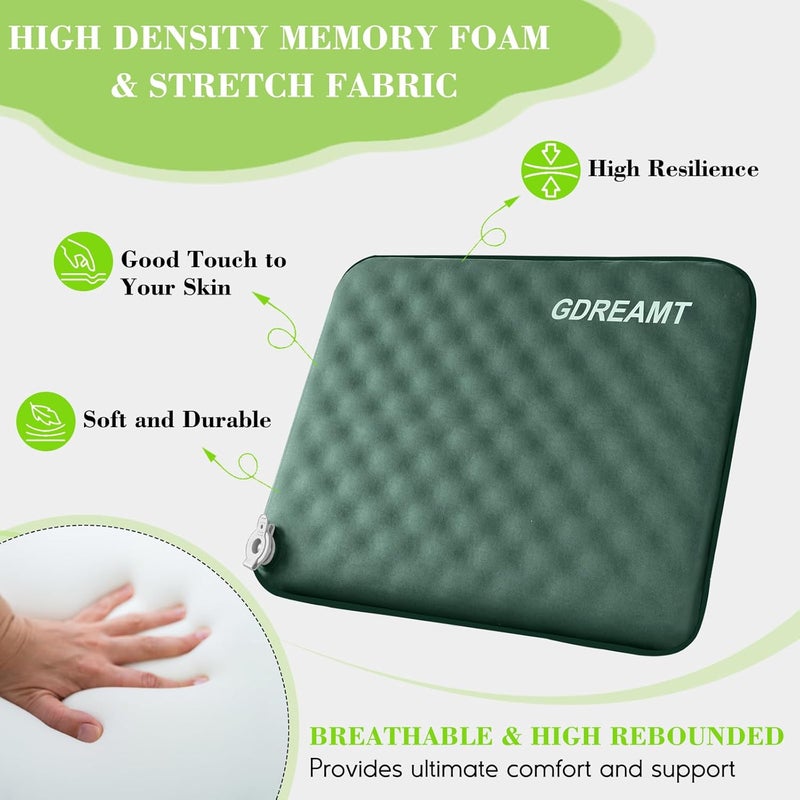 GDREAMT Inflatable Seat Cushion, Self-Inflating Memory Foam Stadium Seats Cushion Portable Camping Air-Foam Sitting Pad for Travel Airplane Car Bleachers Backpacking Office, Lightweight & Compact - Image 4